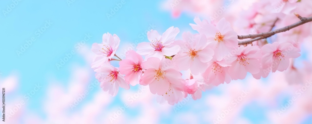 Fototapeta premium Blossoming cherry trees in spring nature photography serene environment close-up view beautiful floral display