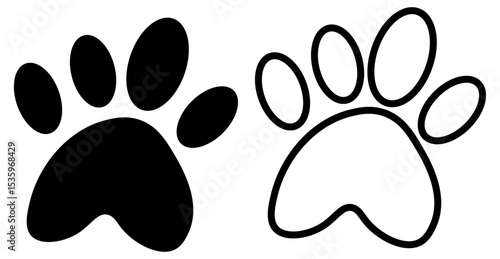 White paw print on black background