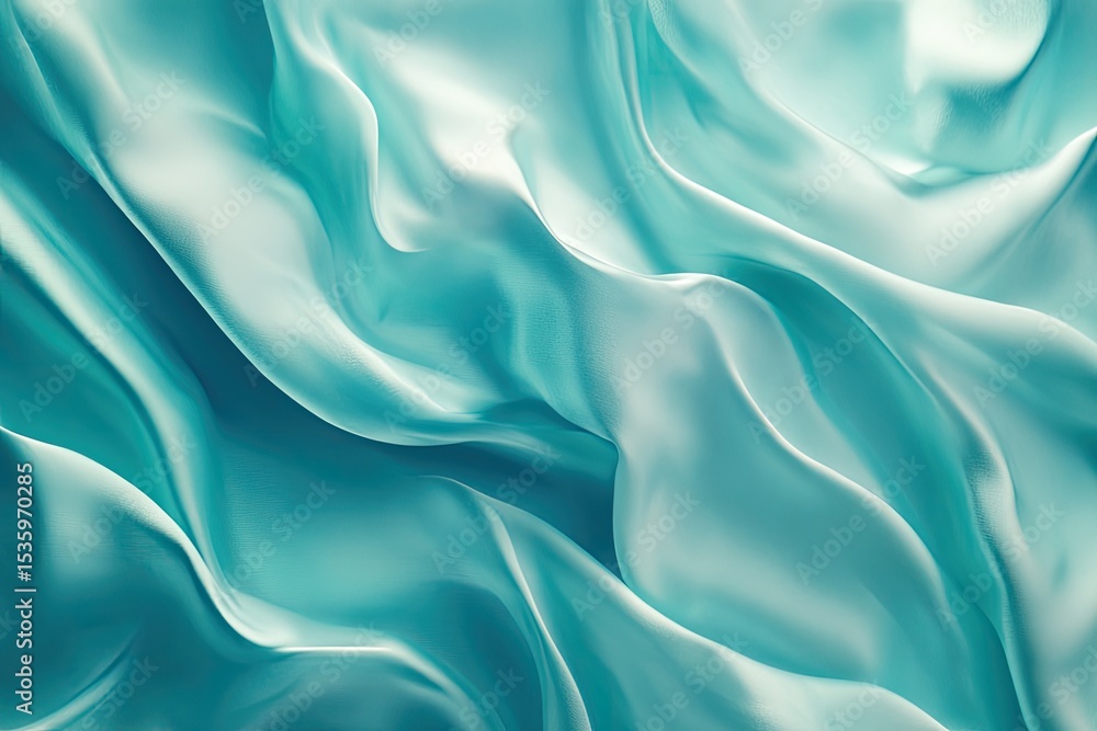 Obraz premium Teal silk fabric draped in soft waves