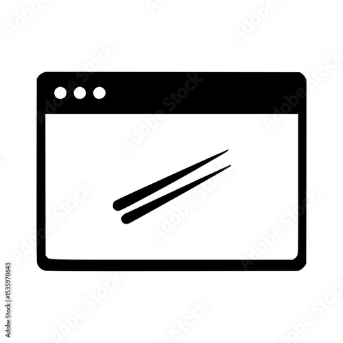 A black and white graphic of a computer window displaying chopsticks.
