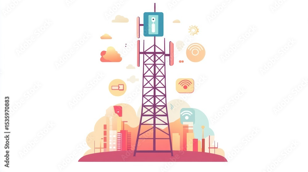 Naklejka premium Wireless Communication Tower