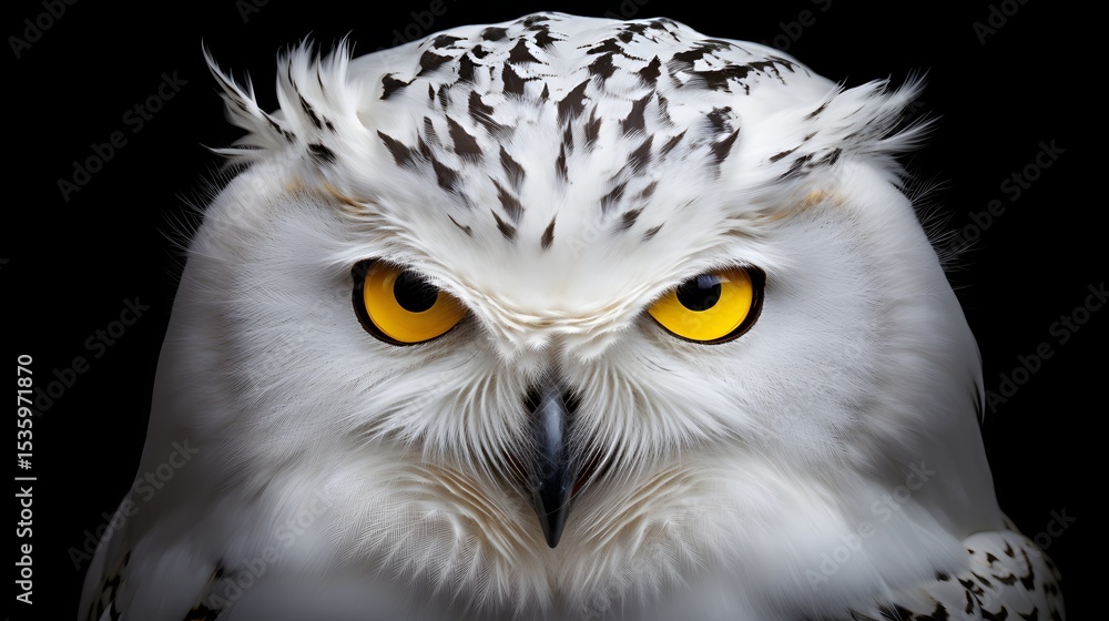Obraz premium Majestic snowy owl gazing intently arctic wilderness wildlife photography chilling environment close-up nature appreciation