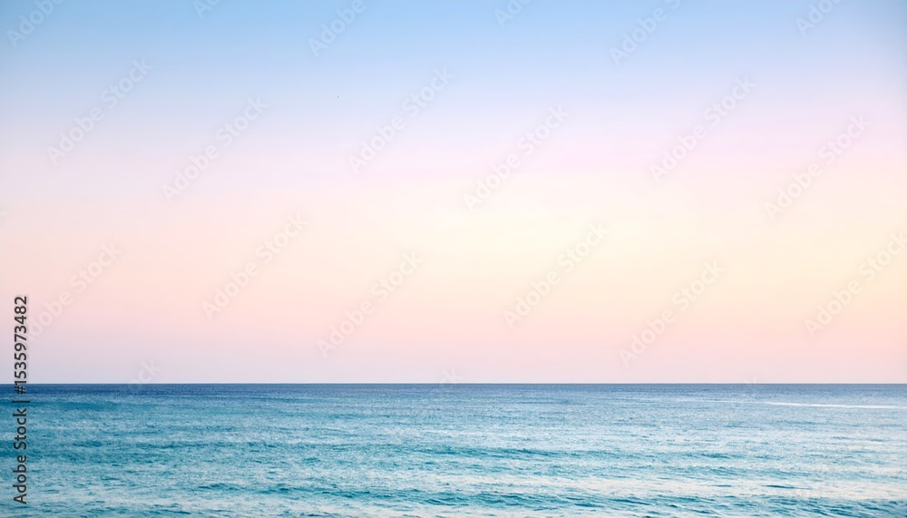 Fototapeta premium Ocean horizon with gradient pastel sky, minimalist seascape, calm and empty composition.