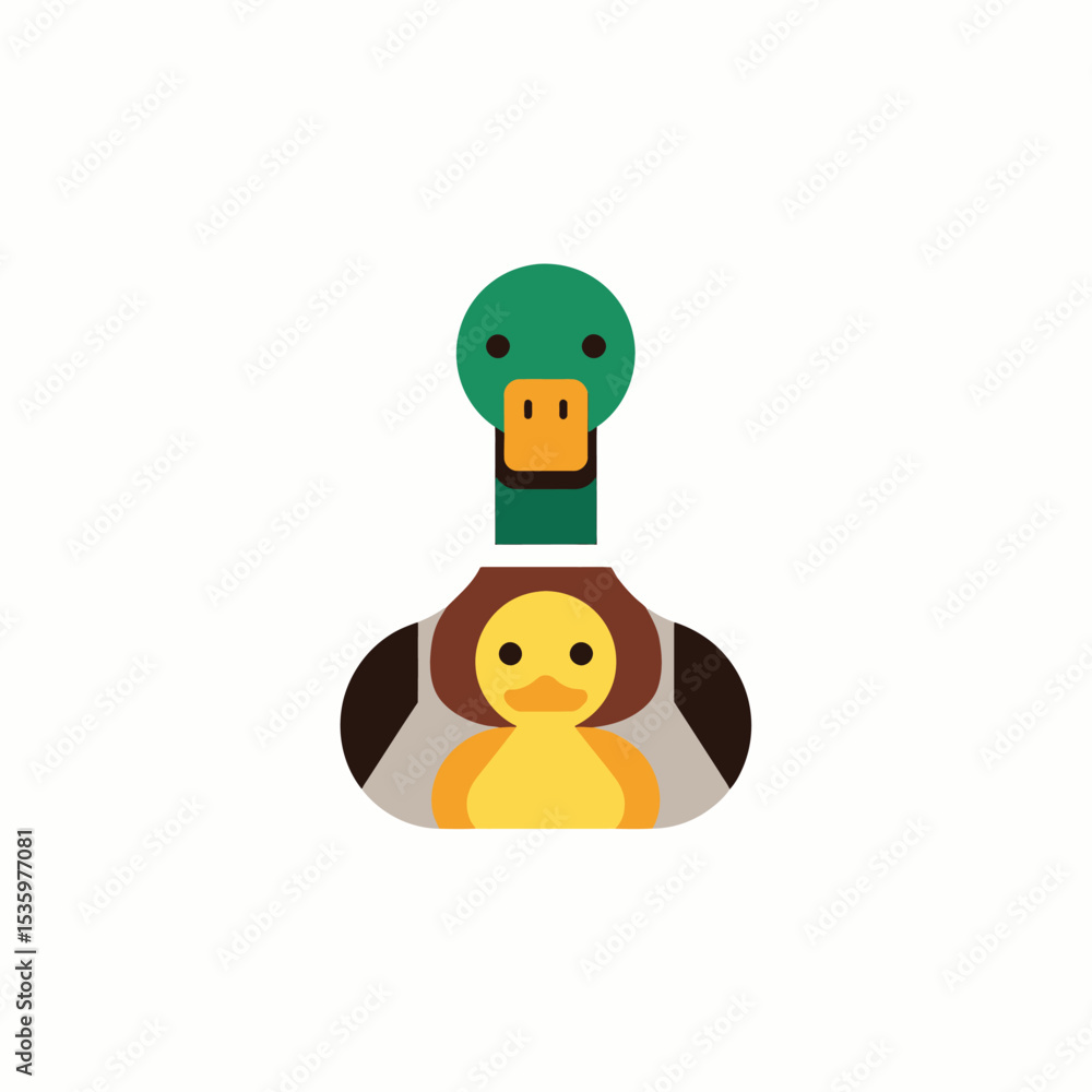 Abstract Mallard Duck and Duckling Composition Abstract Mallard Duck and Duckling Composition