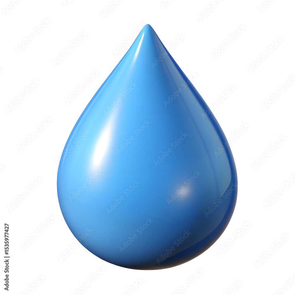 A single shiny blue water drop isolated on white background A single shiny blue water drop isolated on white background