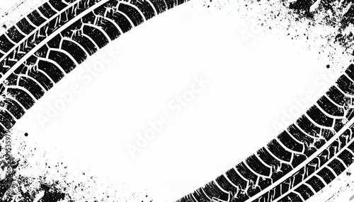 Dirty tire track illustration on white - perfect for editorial use