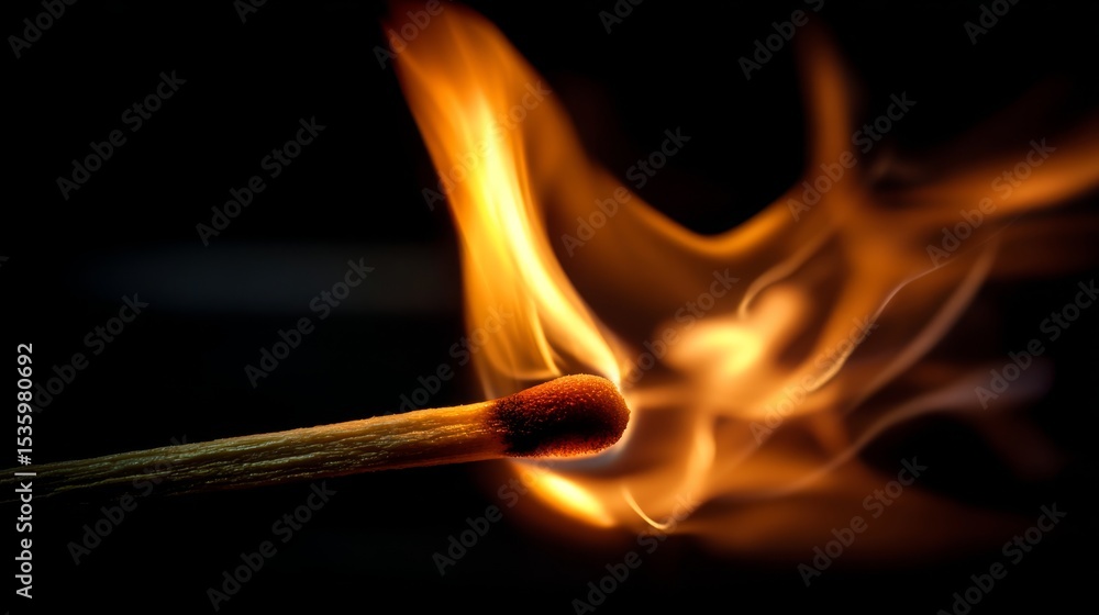 Match striking with flame Match striking with flame
