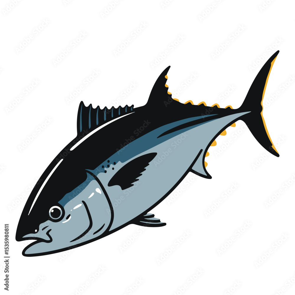 Fototapeta premium Bluefin Tuna Illustration, Vector Graphic, Aquatic Animal Design
