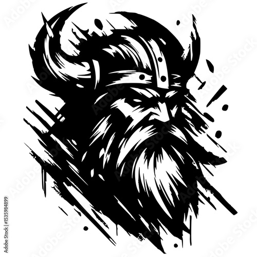 Abstract angry viking face silhouette
