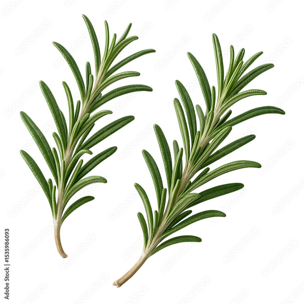 Fototapeta premium Realistic fresh rosemary sprigs, isolated on white background,