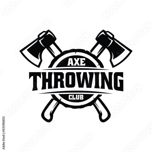 Axe throwing club logo circle emblem vector isolated