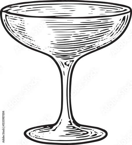 Vintage sketch of a wine glass filled , featuring elegant curves and rich liquid, symbolizing sophistication and the enjoyment of winemaking tradition