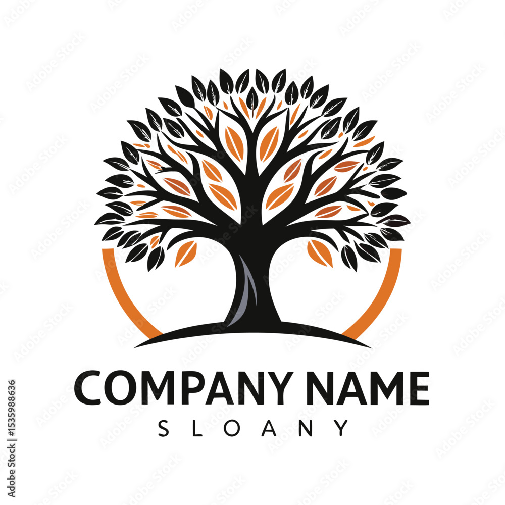 Obraz premium Ornate tree logo with company name and slogan