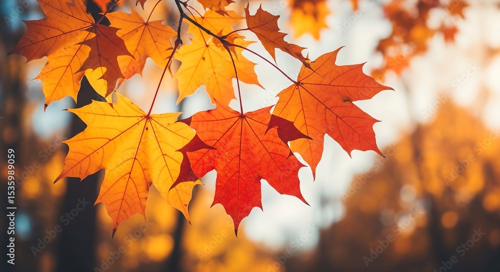 Close-up of vibrant autumn maple leaves in shades of yellow, orange, and red against a blurred background, showcasing the beauty of the season. Close-up of vibrant autumn maple leaves in shades of yellow, orange, and red against a blurred background, showcasing the beauty of the season.