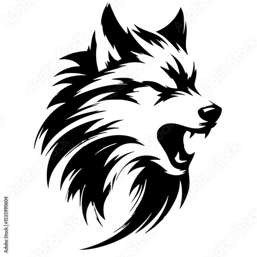 Abstract scratch silhouette of angry wolf