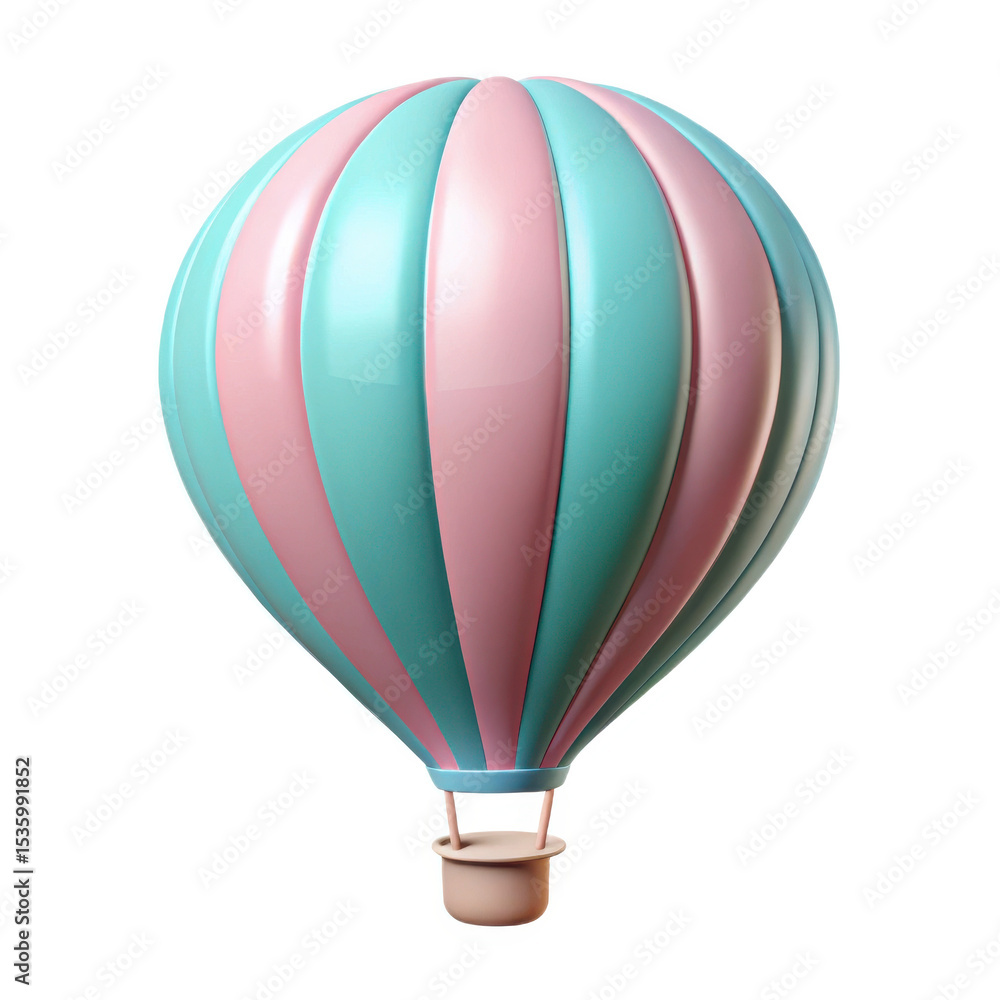 Obraz premium 3d render of a hot air balloon isolated on white background