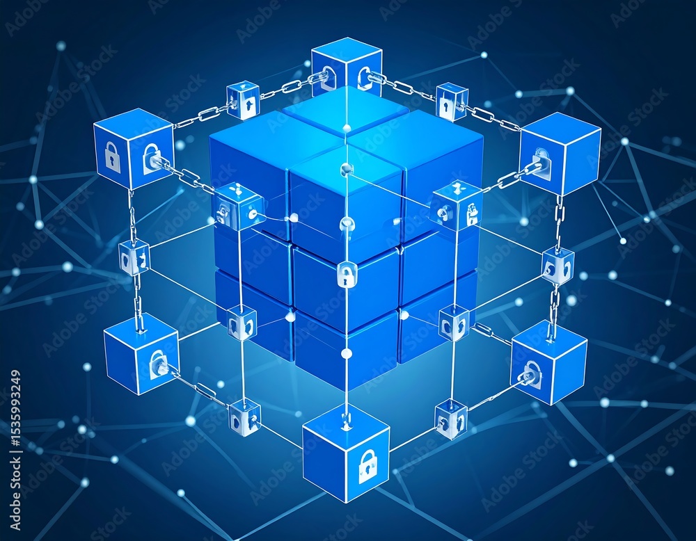 Fototapeta premium Digital security cube network