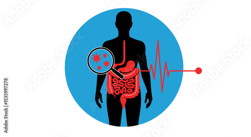 Medical Illustration of Human Anatomy and Virus Detection