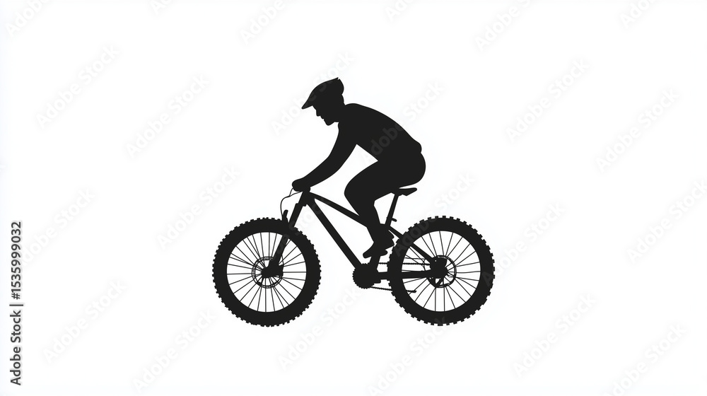 Fototapeta premium Minimal Cyclist Silhouette on Mountain Bike Vector