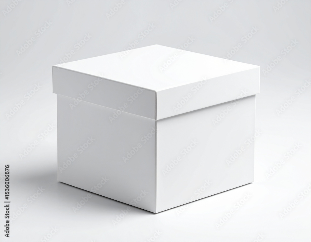 Close Up of White Box Mockup Template on Clean White Background for Packaging Design Display Close Up of White Box Mockup Template on Clean White Background for Packaging Design Display