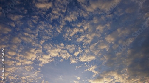 yellow clouds in the afternoon, beautiful cumulus clouds