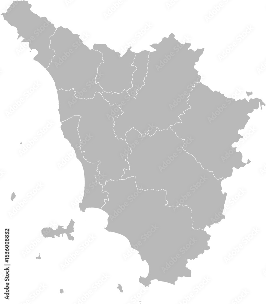 Tuscany (Toscana), Italy – administrative vector map with province and city boundaries (Web Mercator projection, PPT-compatible & fully editable) Tuscany (Toscana), Italy – administrative vector map with province and city boundaries (Web Mercator projection, PPT-compatible & fully editable)
