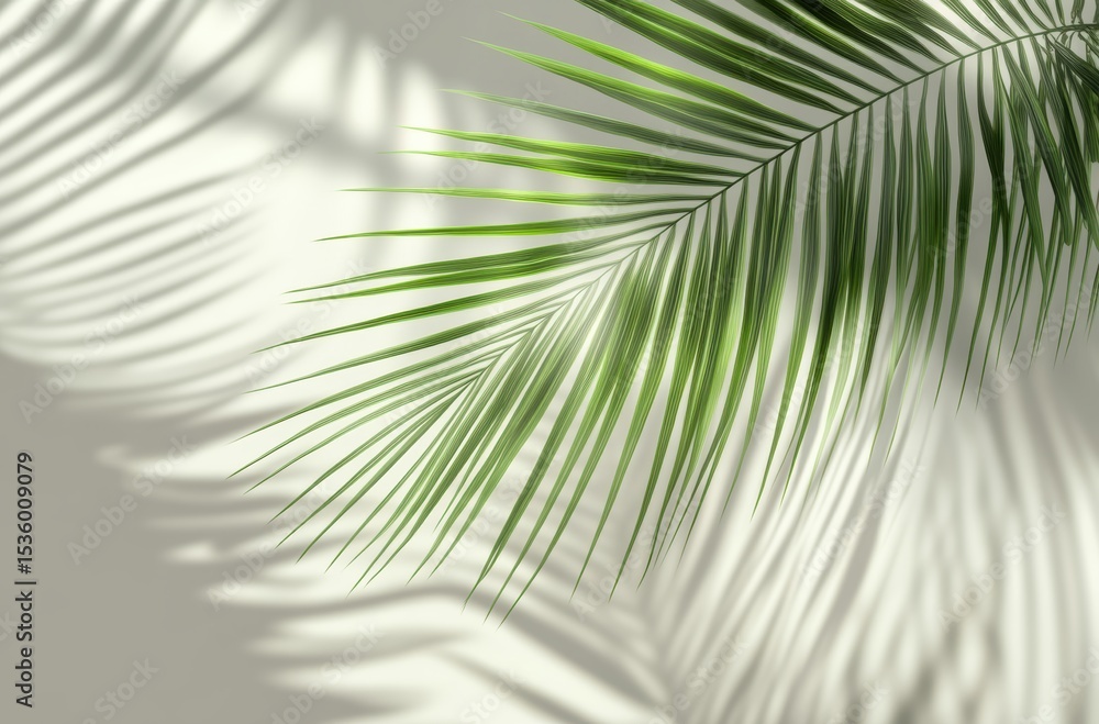 Obraz premium Realistic palm leaf shadow overlay, isolated on transparent background,
