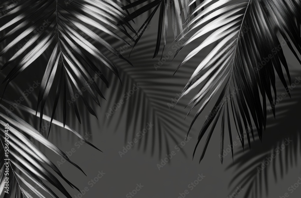 Obraz premium Shadow overlay of tropical coconut palm leaves on transparent