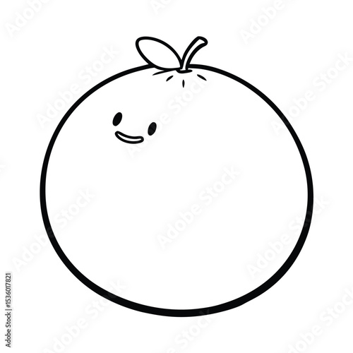 High resolution illustration of a whole bitter orange fruit