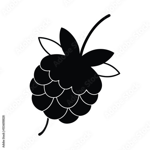 Detailed illustration of a salmonberry full body view botanical accuracy