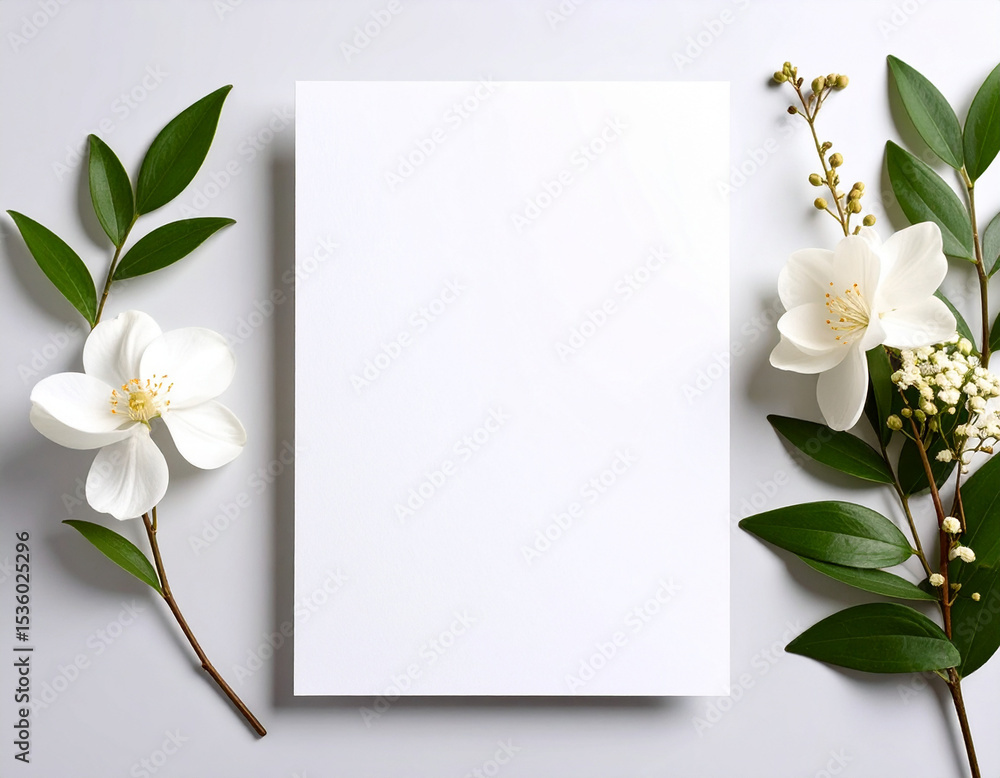 Obraz premium Vertical White Paper Sheet Mockup for Letter or Invitation on Clean Background