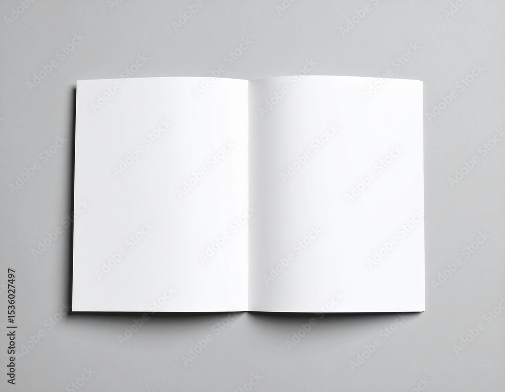 Open and Closed Blank Brochures on Grey Background, Top View for Mockup or Branding Design Open and Closed Blank Brochures on Grey Background, Top View for Mockup or Branding Design