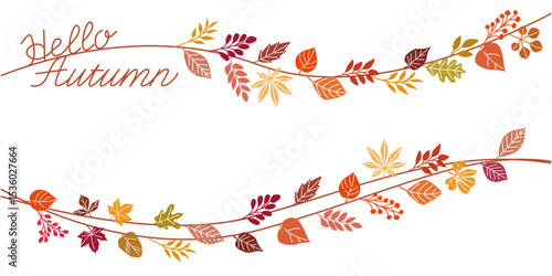 Wallpaper Mural Autumnal colorful leaves decoration illustration. Autumn decoration garland and banner design. Vector illustration. Torontodigital.ca