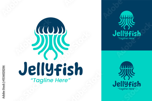 Creative Jellyfish Logo Designs in Blue and Teal for Branding