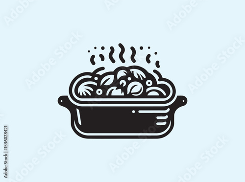 Kitchen cookware silhouette of a covered casserole dish