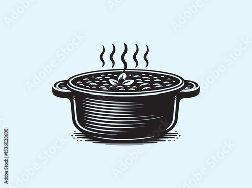 Solid vector silhouette of home cooking casserole dish