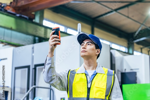 Фотография measuring instrument, inspection, factory, worker, measurement, dust, air, air conditioning, environment, male, man, pm2