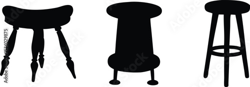 black stool vector, stool silhouette.