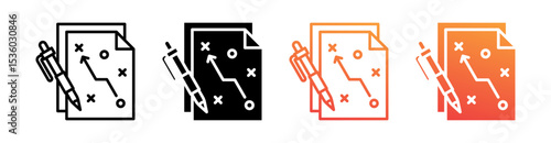 Planning Multi Style Icon Set Vector 