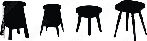 black stool vector, stool silhouette.