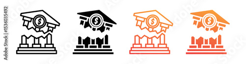 Bankrupt Multi Style Icon Set Vector 
