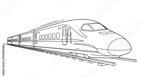 High speed train coloring page vector illustration for kids and adults transportation on transparent background