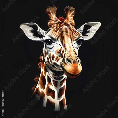 an AI Image Generator, Close-Up Portrait of a Smiling Giraffe on