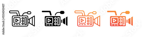 Video Camera Multi Style Icon Set Vector 