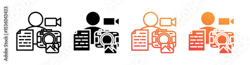 Content Creator Multi Style Icon Set Vector 