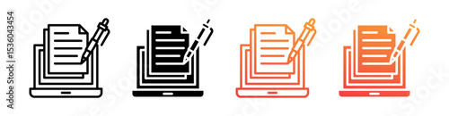 Blogging Multi Style Icon Set Vector 