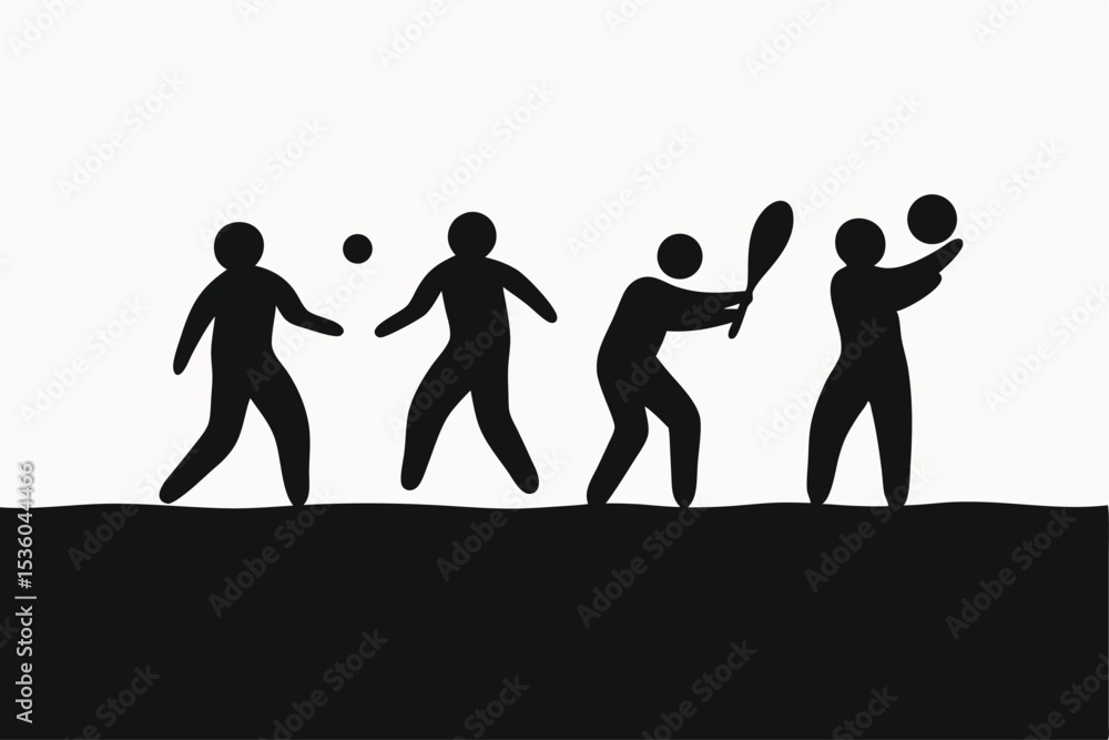 Obraz premium Active People Playing Various Sports A Simple Silhouette Illustration