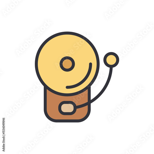 Cartoonish Golden School Bell With Handle Isolated On Transparency
