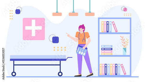 Doctor ready for a patient in a serene clinic setting. Great for medical websites, brochures, or healthcare presentations.