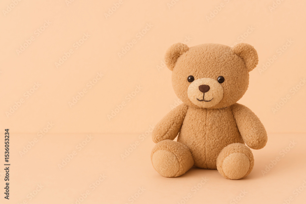 Obraz premium brown teddy bear. teddy bear on a wooden background. Space for text